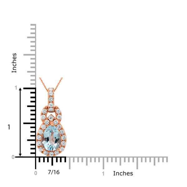 1.57ct Aquamarine Pendant with 1.57ct Diamonds set in 14K Rose Gold