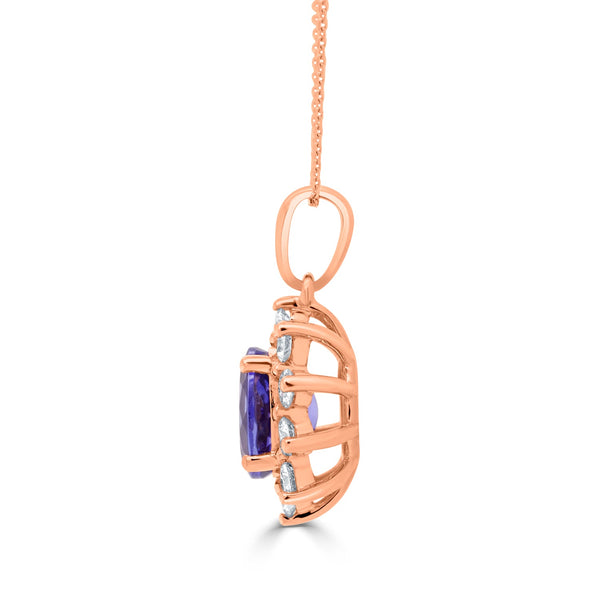 1.42ct Tanzanite Pendant with 0.61ct Diamonds set in 14K Rose Gold