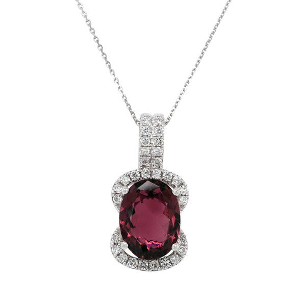 1.98ct Tourmaline pendant with 0.23tct diamonds set in 14K white gold