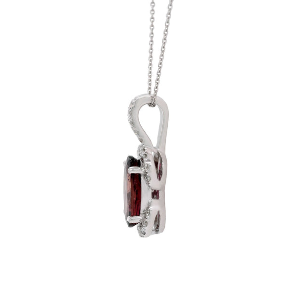 1.98ct Tourmaline pendant with 0.23tct diamonds set in 14K white gold