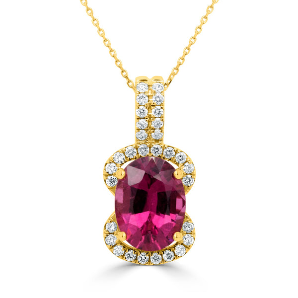 2.25Ct Tourmaline Pendant With 0.22Tct Diamoinds Set In 14K Yellow Gold