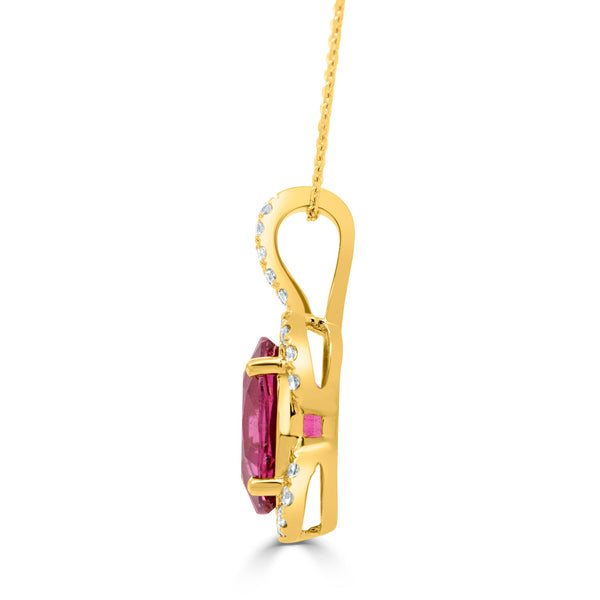 2.25Ct Tourmaline Pendant With 0.22Tct Diamoinds Set In 14K Yellow Gold