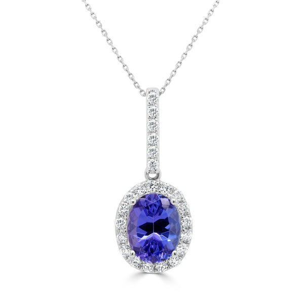 1.9ct Tanzanite Pendant with 0.28ct Diamonds set in 14K White Gold