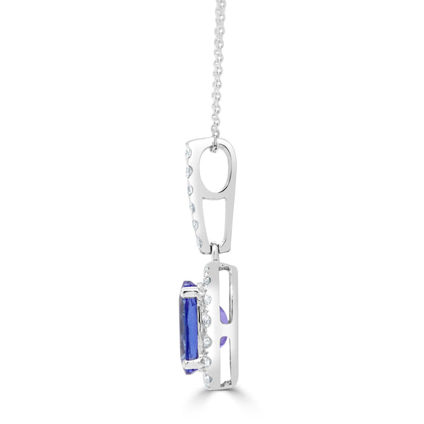 1.9ct Tanzanite Pendant with 0.28ct Diamonds set in 14K White Gold