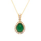 1.47ct Emerald pendant with 0.37tct diamonds set in 14K yellow gold