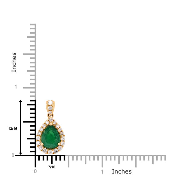 1.47ct Emerald pendant with 0.37tct diamonds set in 14K yellow gold