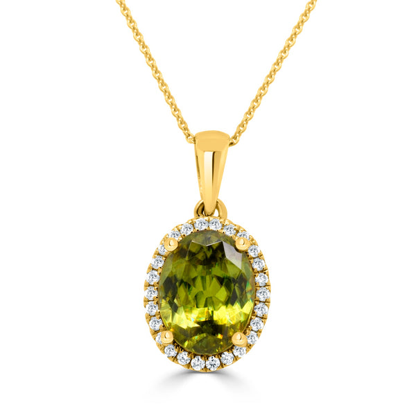 2.45Ct Sphene Pendant With 0.11Tct Diamonds Set In 14K Yellow Gold