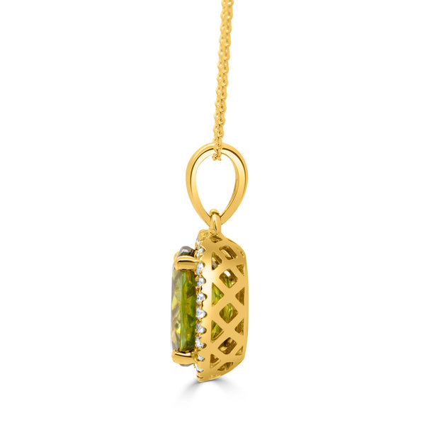 2.45Ct Sphene Pendant With 0.11Tct Diamonds Set In 14K Yellow Gold