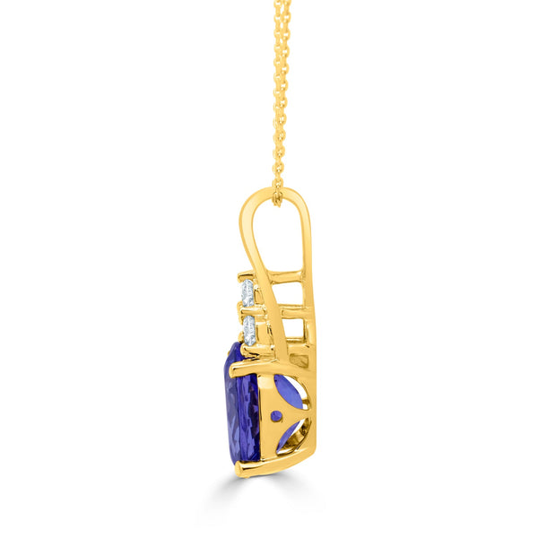 2.58ct Tanzanite pendant with 0.18tct diamonds set in 14K yellow gold