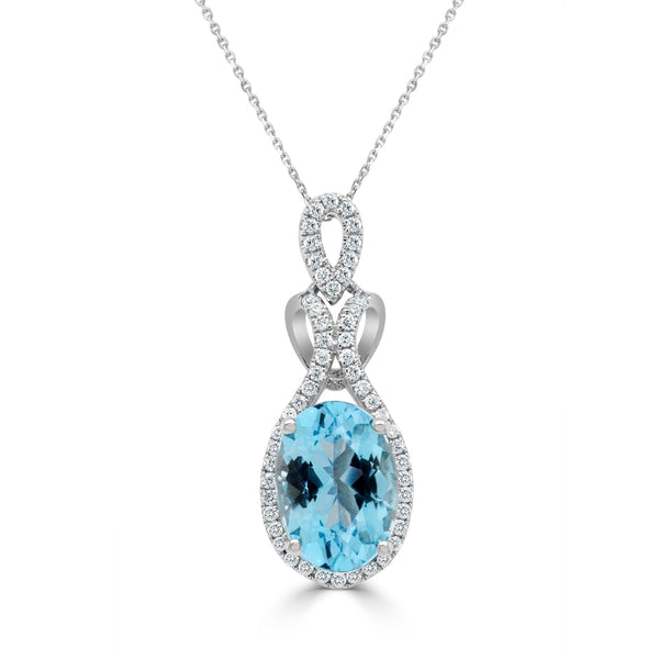 2.68Ct Aquamarine Pendant With 0.26Tct Diamonds Set In 14K White Gold