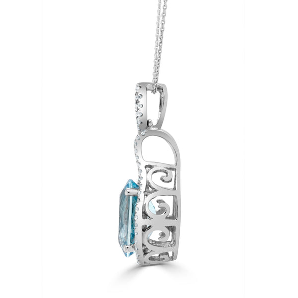 2.68Ct Aquamarine Pendant With 0.26Tct Diamonds Set In 14K White Gold