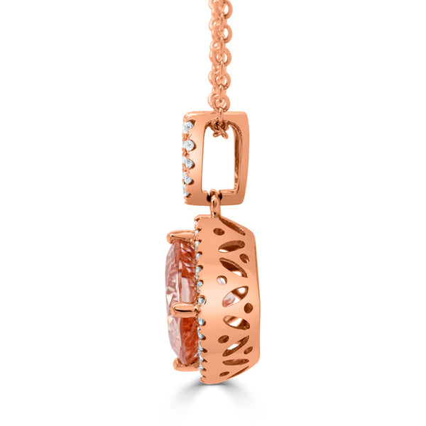 2.58Ct Morganite Pendant With 0.21Tct Diamonds Set In 14K Rose Gold