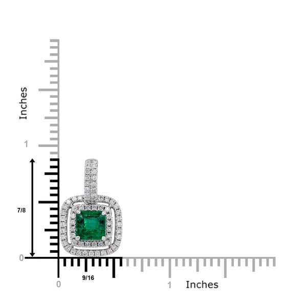 1.18ct Emerald pendant with 0.51tct diamonds set in 14K yellow gold