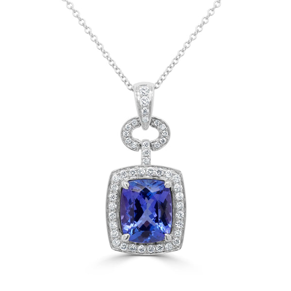 4.54 Tanzanite Pendants with 0.4tct Diamond set in 14K White Gold