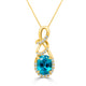 5.38Ct Blue Zircon Pendant With 0.24Tct Diamonds Set In 14K Yellow Gold