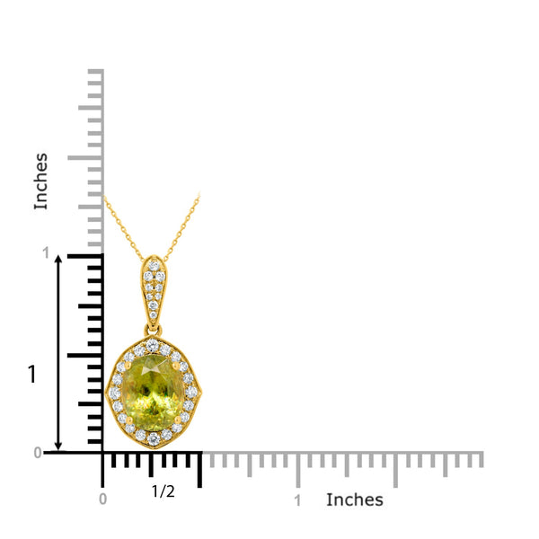 3.59Ct Sphene Pendant With 0.33Tct Diamonds Set In 14K Yellow Gold