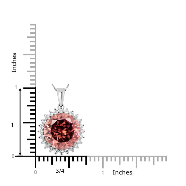 16.08Ct Pink Zircon Pendant With 0.60Tct Diamonds Set In 14K White Gold