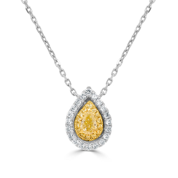 0.17ct Yellow Diamond Pendant with 0.28ct Diamonds set in 18K Two Tone