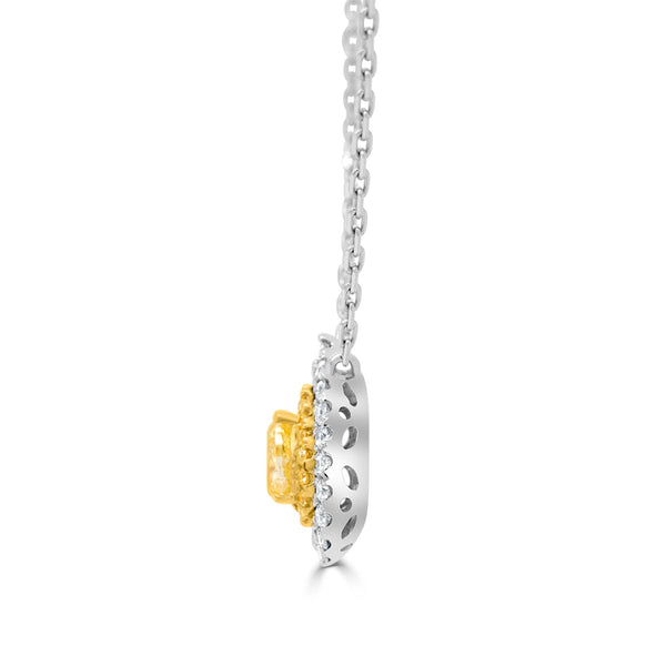 0.17ct Yellow Diamond Pendant with 0.28ct Diamonds set in 18K Two Tone