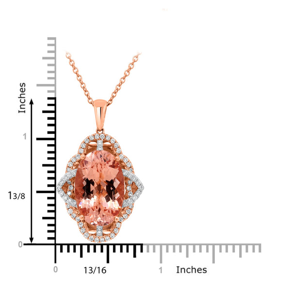 11.16 Morganite Pendants with 0.55tct Diamond set in 14K Rose Gold