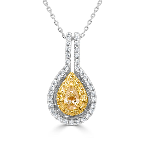 0.19ct Yellow Diamond Pendant with 0.38ct Diamonds set in 14K Two Tone