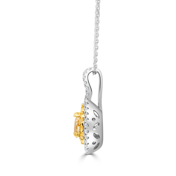 0.19ct Yellow Diamond Pendant with 0.38ct Diamonds set in 14K Two Tone