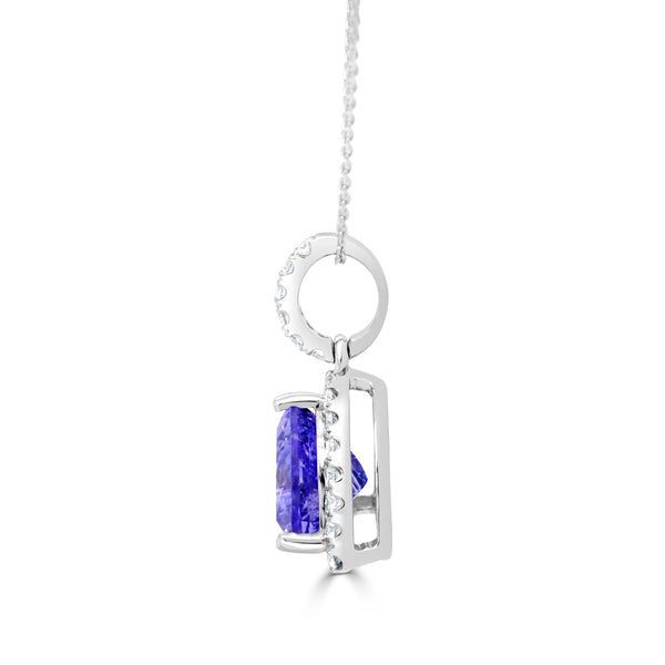 1.8ct Tanzanite Pendant with 0.27tct Diamonds set in 14K White Gold