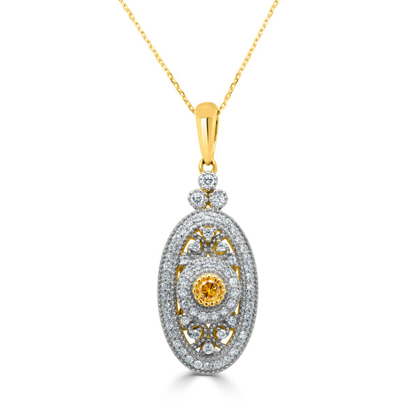 0.11Ct Diamond Pendant With 0.33Tct Diamond Accents Set In 14K White Gold