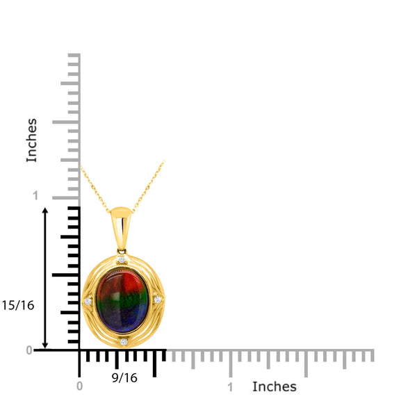 2.42Ct Ammolite Pendant With 0.03Tct Diamonds Set In 14K Yellow Gold