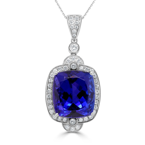 22.16 Tanzanite Pendants with 0.63tct Diamond set in 14K White Gold