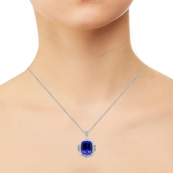 29.87 Tanzanite Pendants with 1.78tct Diamond set in 18K White Gold