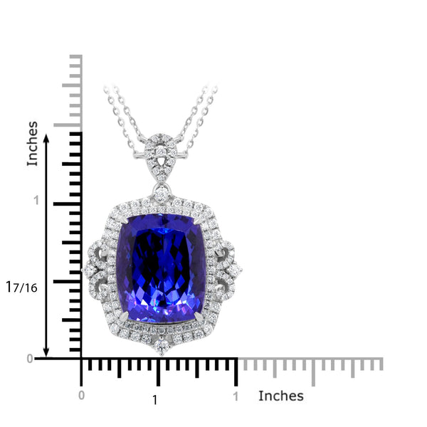 29.87 Tanzanite Pendants with 1.78tct Diamond set in 18K White Gold