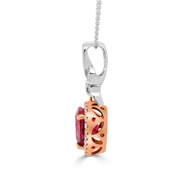 2.45ct Rubellite Pendant with 0.24ct Diamonds set in 14K Two Tone