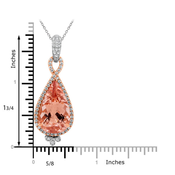 12.13ct Morganite Pendant with 0.75ct Diamonds set in 14K Two Tone