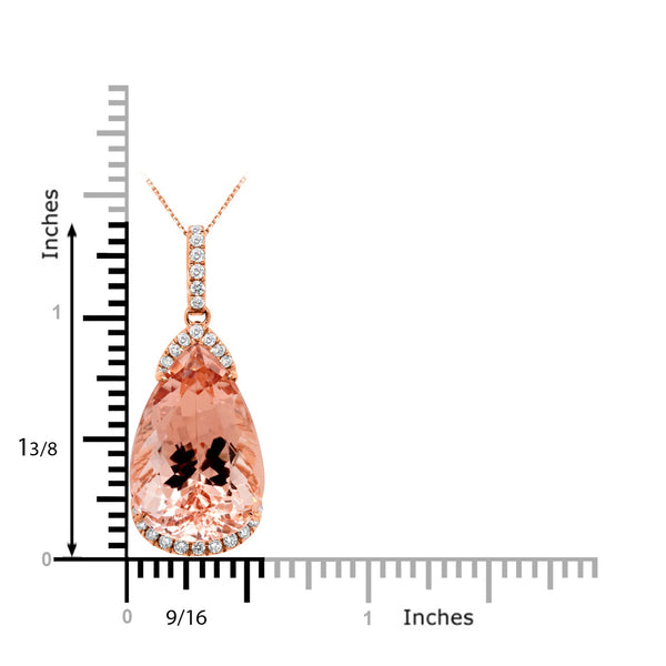 19.7ct Morganite Pendant with 0.42ct Diamonds set in 14K Rose Gold