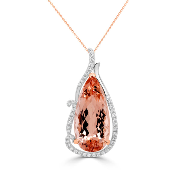 14.14 Morganite Pendants with 0.43tct Diamond set in 14K Rose Gold