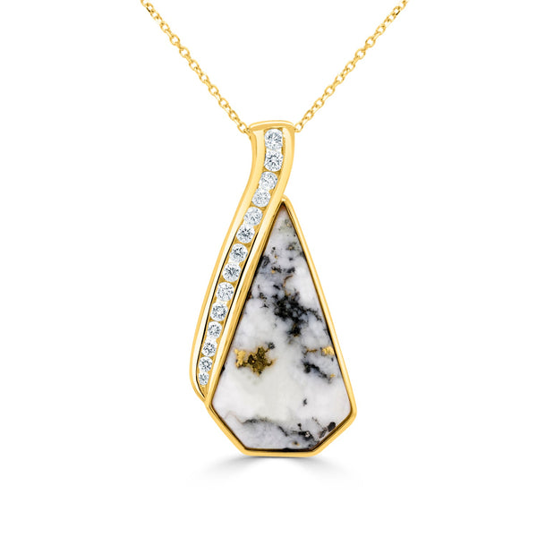 8.57Ct Gold Quartz Pendant With 0.57Tct Diamonds Set In 14K Yellow Gold