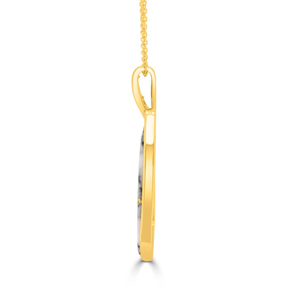 8.57Ct Gold Quartz Pendant With 0.57Tct Diamonds Set In 14K Yellow Gold