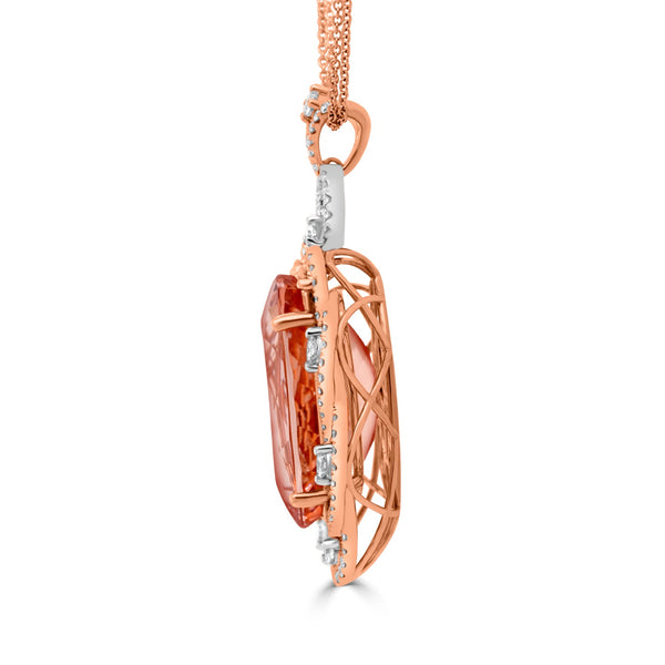 29.56 Morganite Pendants with 2.56tct Diamond set in 14K Two Tone Gold