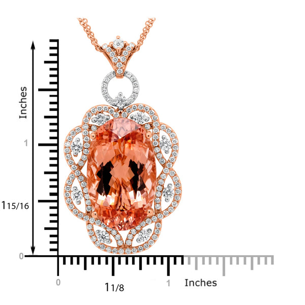 29.56 Morganite Pendants with 2.56tct Diamond set in 14K Two Tone Gold