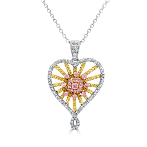 0.49ct Pink Diamond Pendant with 0.93ct Diamonds set in 14K Two Tone