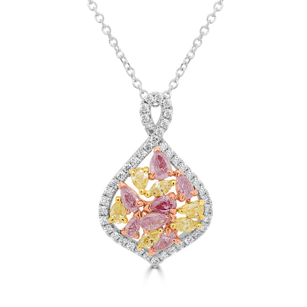 0.59ct Pink Diamond Pendant with 0.58ct Diamonds set in 14K Two Tone