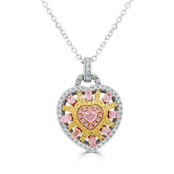 0.68ct Pink Diamond Pendant with 0.67ct Diamonds set in 14K Two Tone