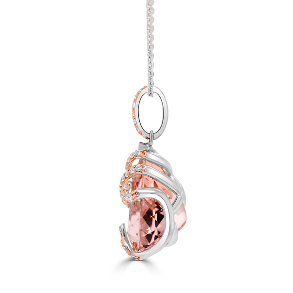 4.43 Morganite Pendants with 0.15tct Diamond set in 14K Two Tone Gold