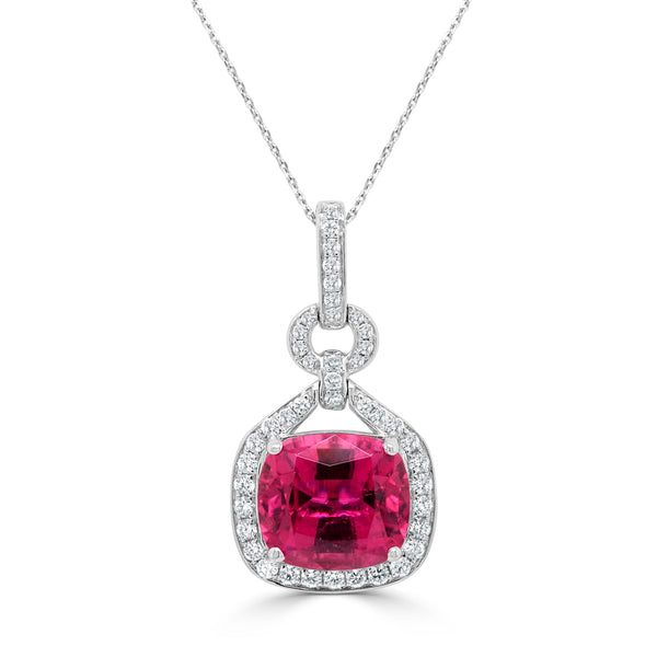 3.37Ct Tourmaline Pendant With 0.32Tct Diamonds Set In 14K White Gold