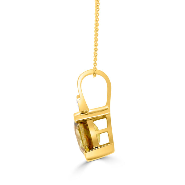 3.2ct Sphene Pendant with 0.11ct Diamonds set in 14K Yellow Gold