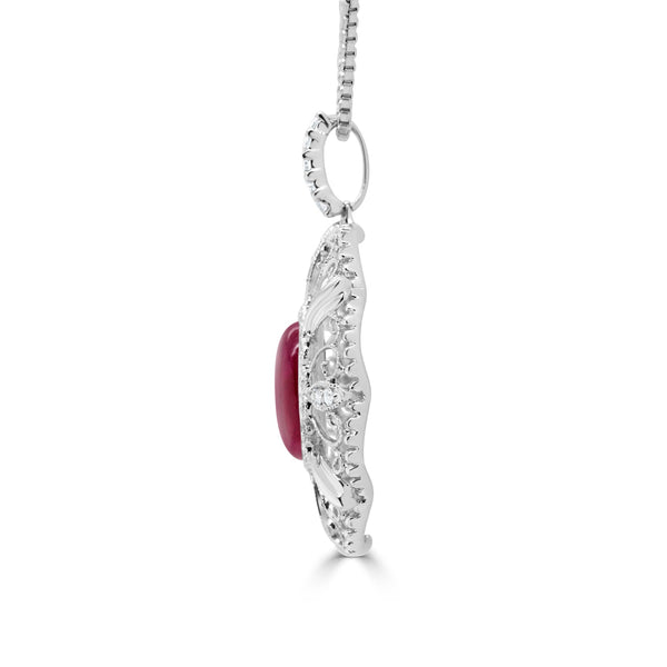 3.21ct Star Ruby Pendant with 0.1tct Diamonds set in 18K White Gold