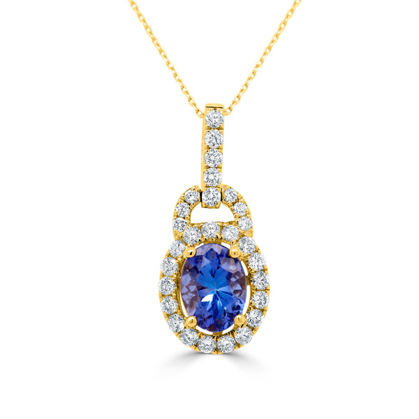 1.11 Tanzanite Pendants with 0.42tct Diamond set in 14K Yellow Gold