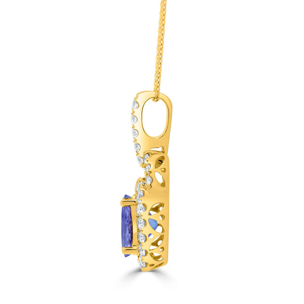 1.11 Tanzanite Pendants with 0.42tct Diamond set in 14K Yellow Gold