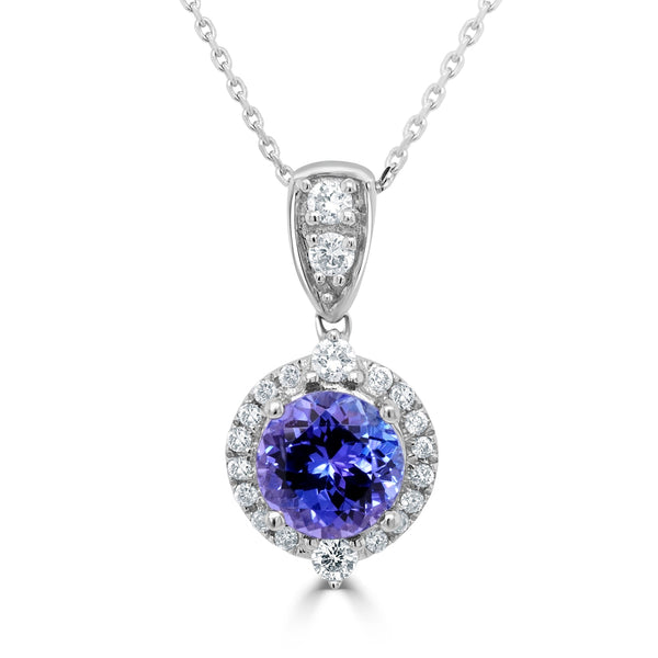 1.33ct Tanzanite Pendant with 0.22ct Diamonds set in 14K White Gold